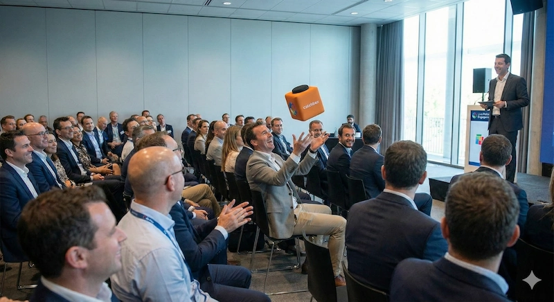 micrófono lanzable, Catchbox, participación dinámica, audiencia divertida, micrófono cubo