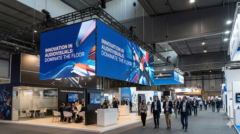 Altura de montaje de pantallas led en ferias para máxima visibilidad en Fira Gran Via.